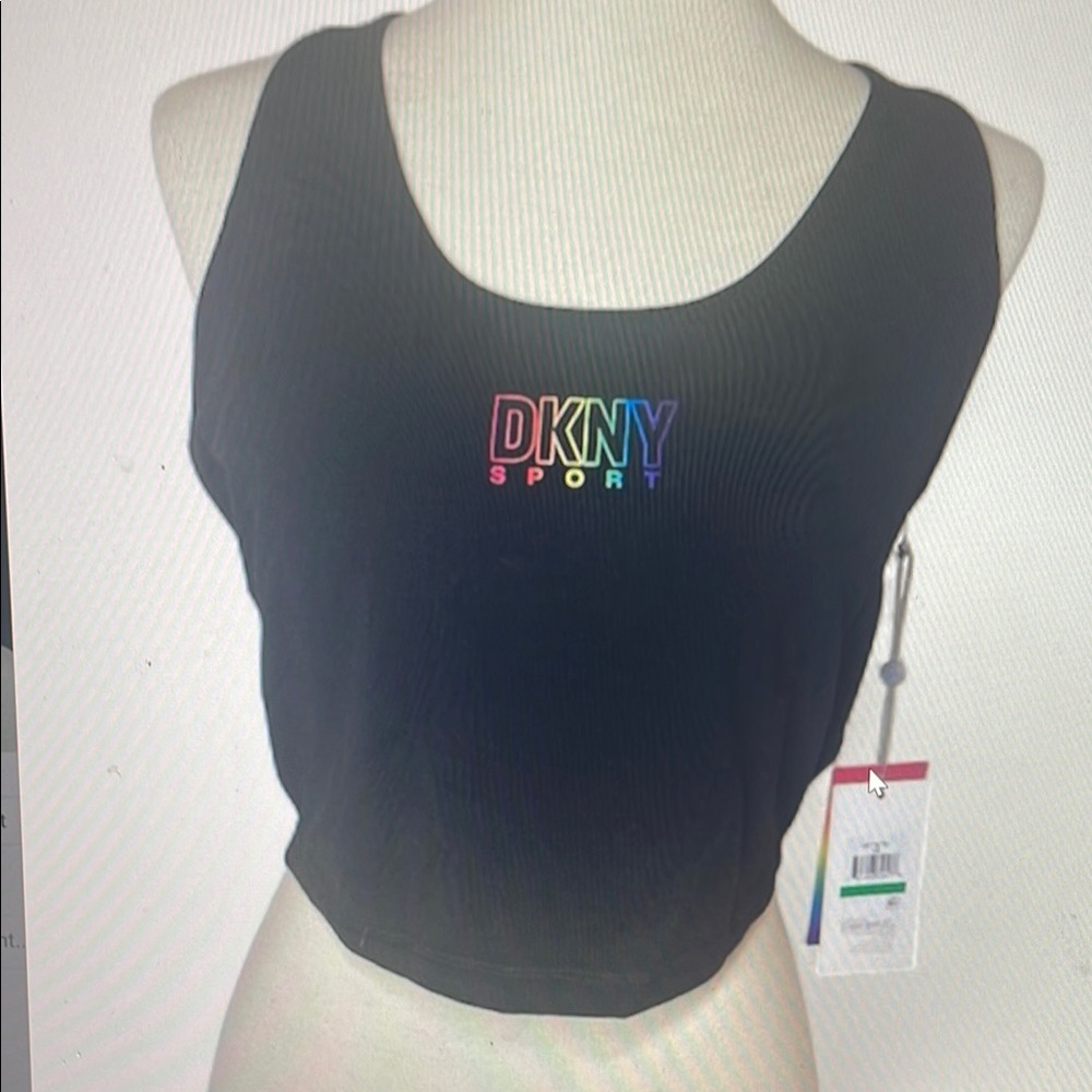 DKNY Sport Black Tank Top with Rainbow Logo